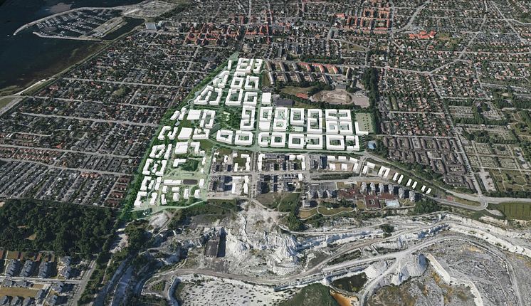 Skissförslag i 3D  över Limhamns nya stadsdel