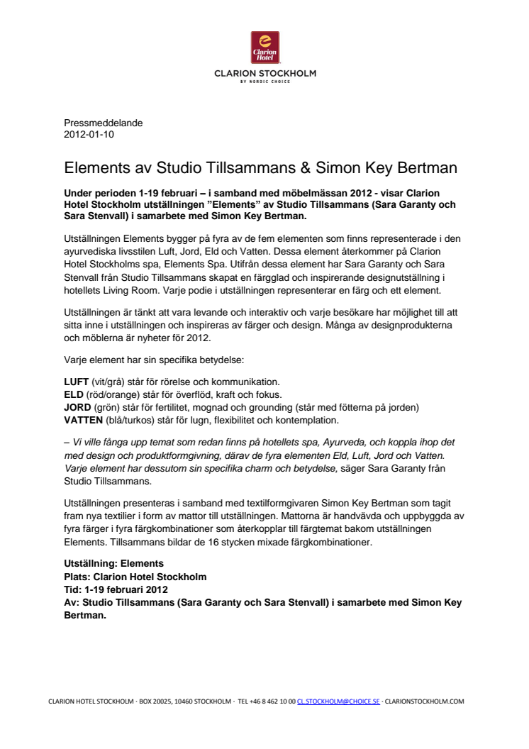 Elements av Studio Tillsammans & Simon Key Bertman