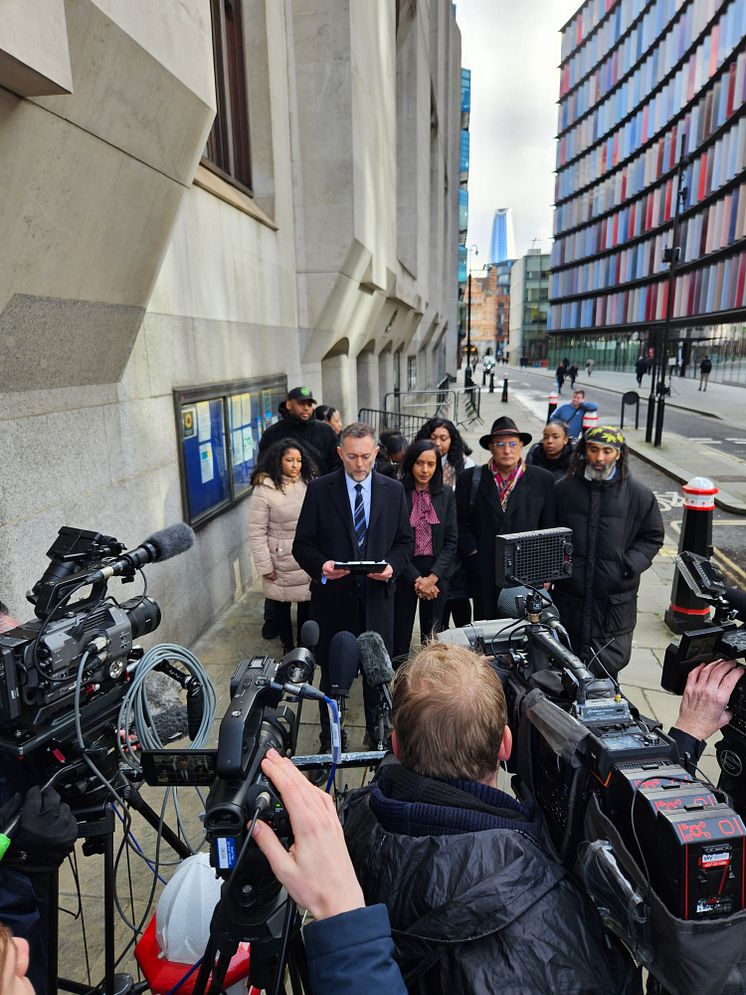 DCI Howie outside court with CPS and family