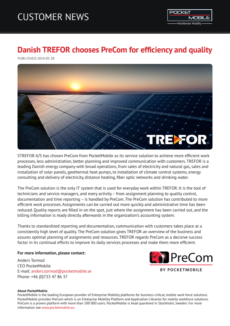 Danish TREFOR chooses PreCom for efficiency and quality