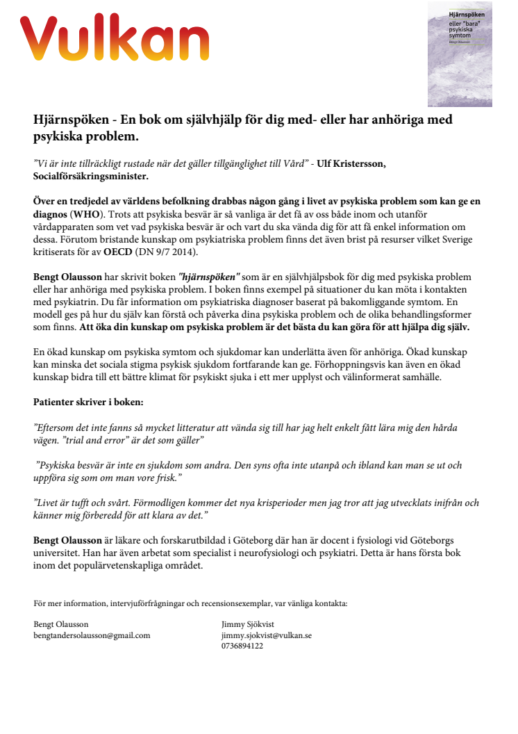 Hjärnspöken - En bok om självhjälp för dig med- eller har anhöriga med psykiska problem.
