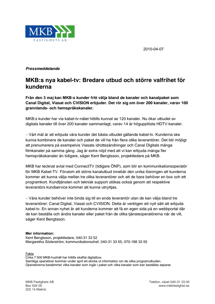 MKB:s nya kabel-tv: Bredare utbud och större valfrihet för kunderna