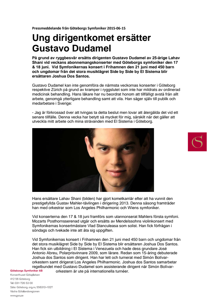 Ung dirigentkomet ersätter Gustavo Dudamel