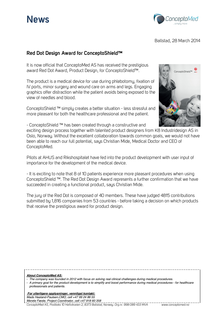 Red Dot Design Award for ConceptoShield™