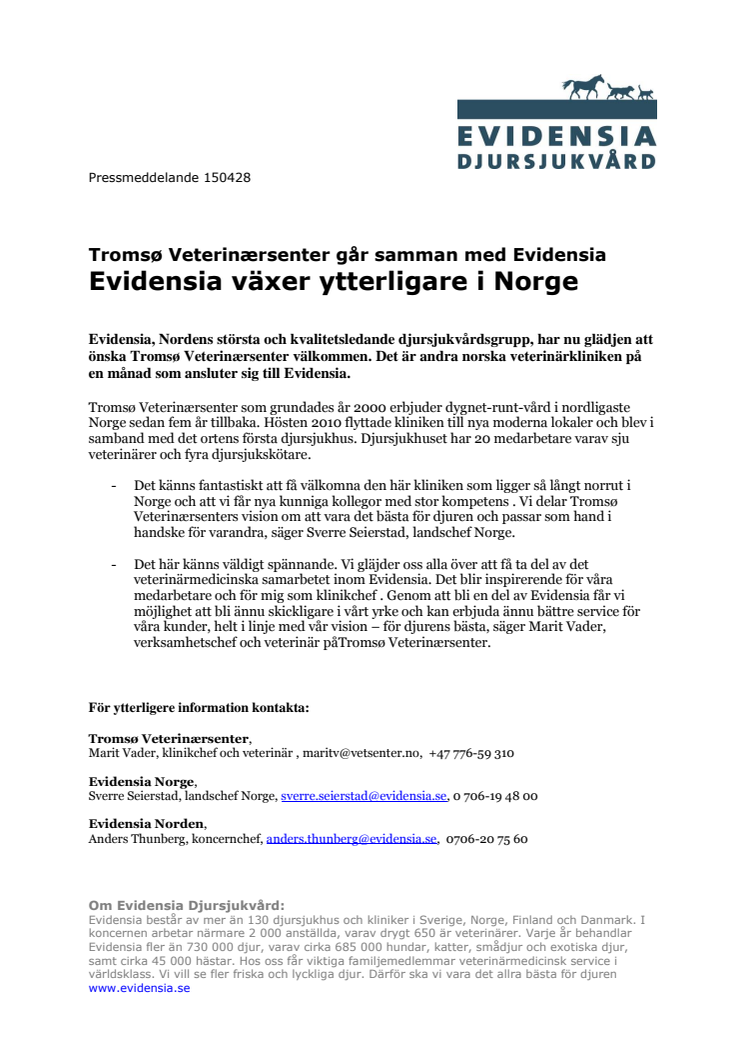 Evidensia - nu i nordligaste Norge