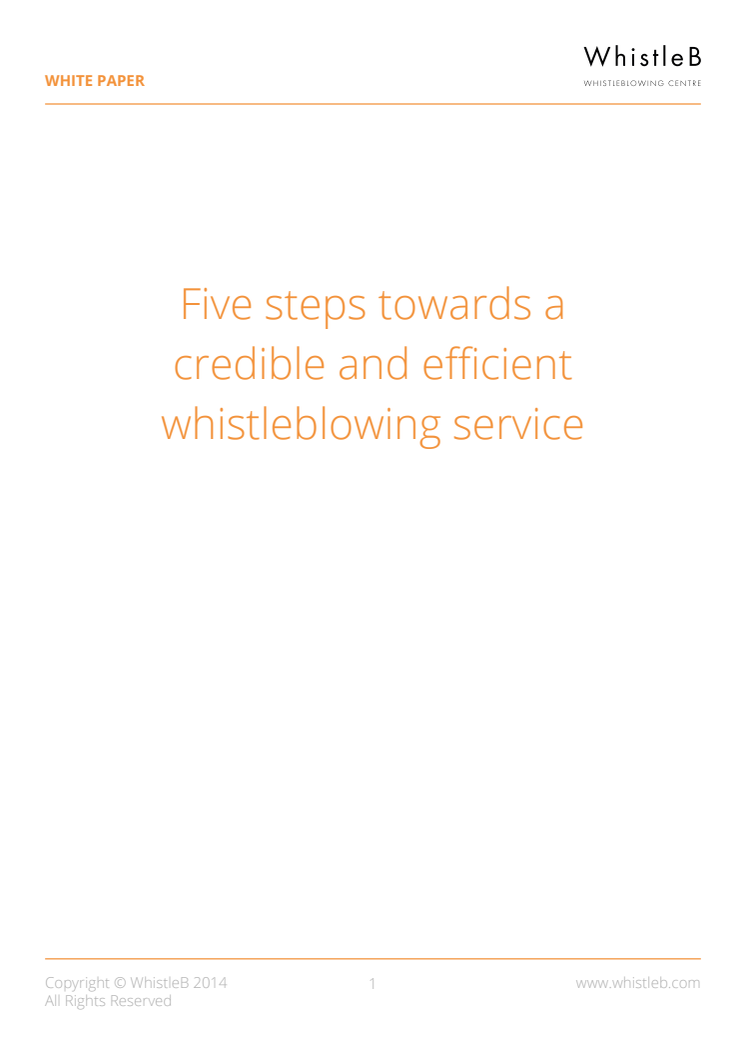 Five steps towards a credible and efficient whistleblowing service