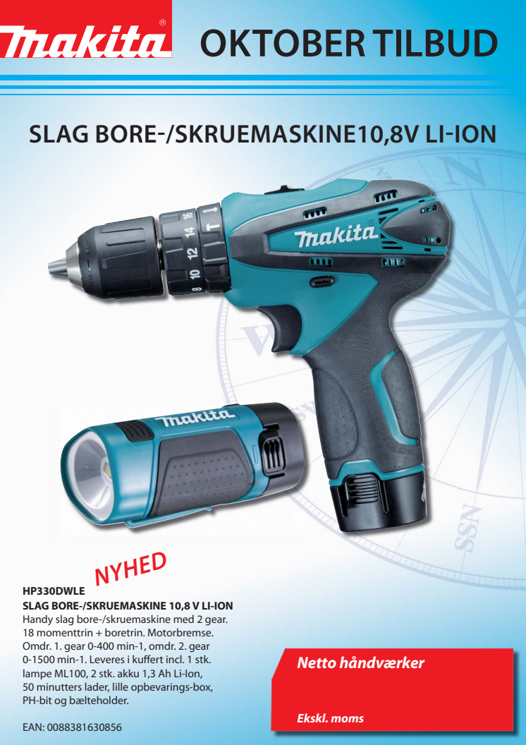 Oktober tilbud på Makita slag bore/skruemaskine