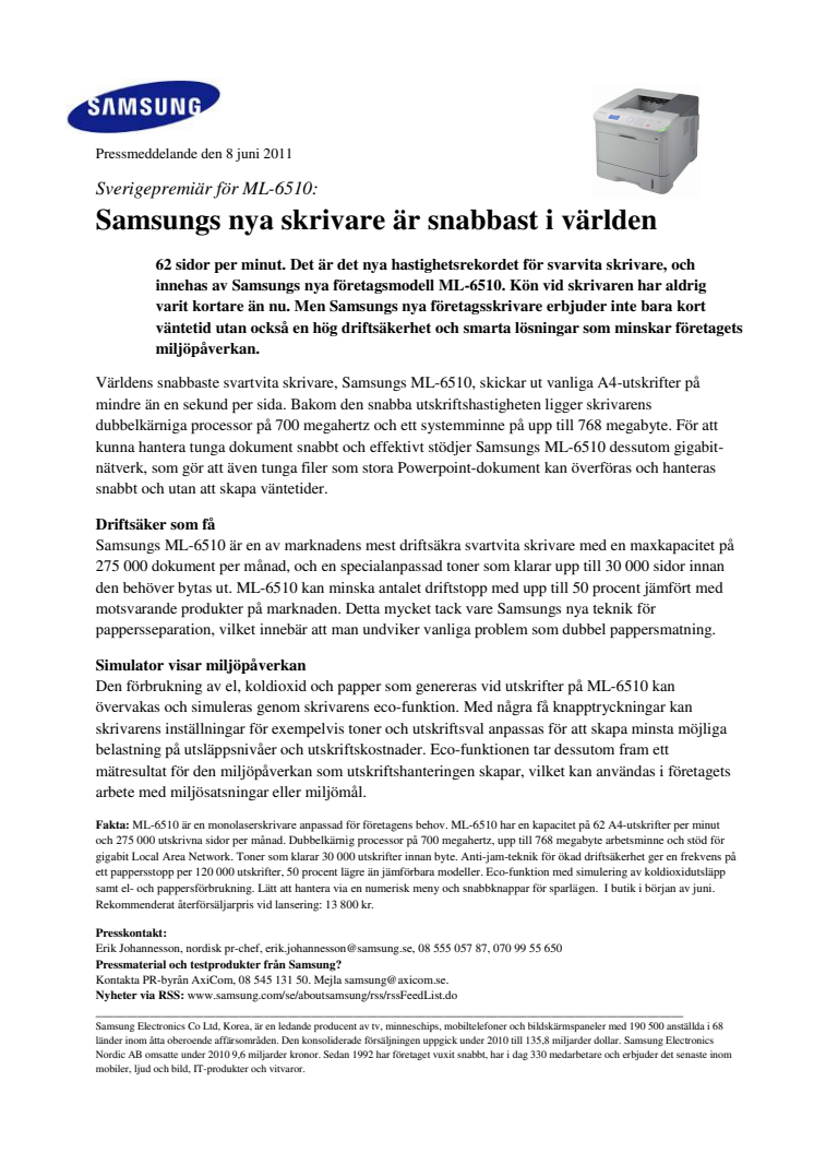 Samsungs nya skrivare är snabbast i världen