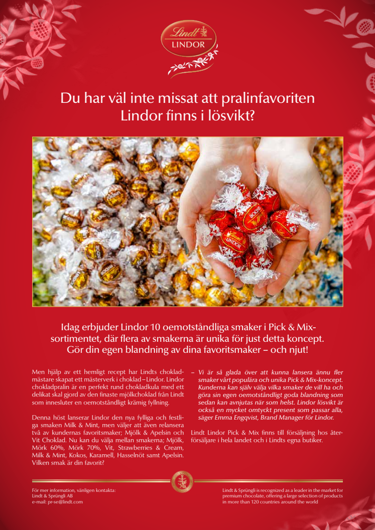 ÄNTLIGEN ÄR PRALINFAVORITEN LINDOR TILLBAKA I LÖSVIKTSFORMAT!