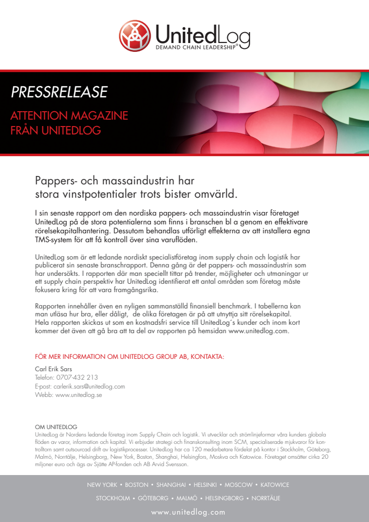 Pappers- och massaindustrin har stora vinstpotentialer trots bister omvärld