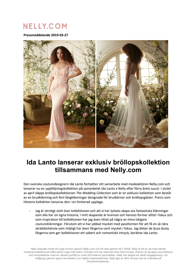 Ida Lanto lanserar exklusiv bröllopskollektion tillsammans med Nelly.com