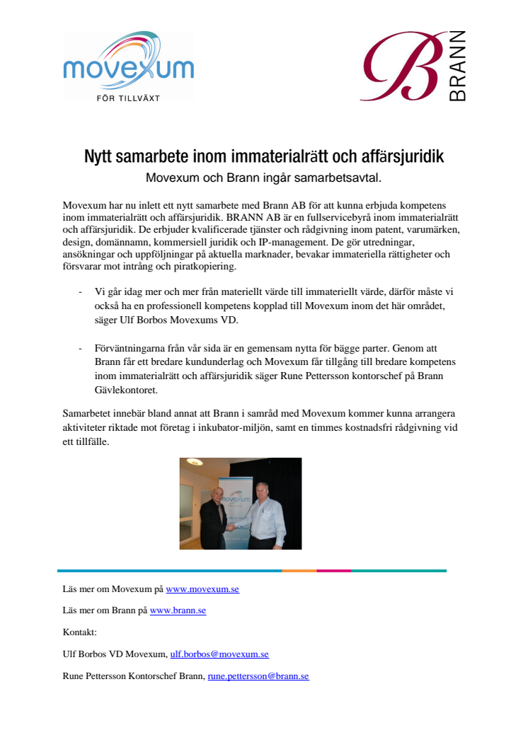 Nytt samarbete inom immaterialrätt och affärsjuridik