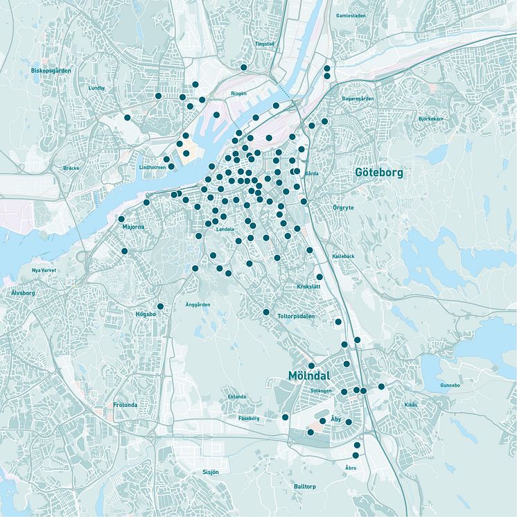 Karta över stationerna i nya Styr & Ställ-systemet från våren 2020