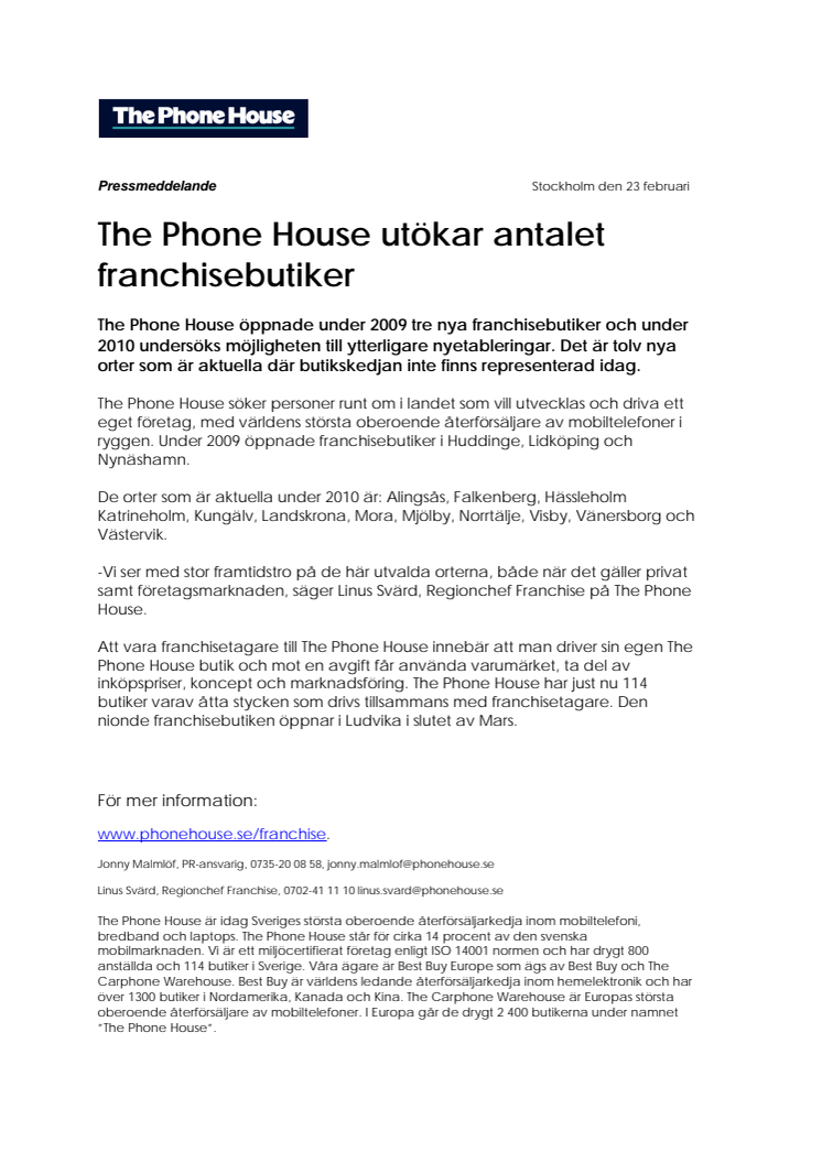 The Phone House utökar antalet franchisebutiker