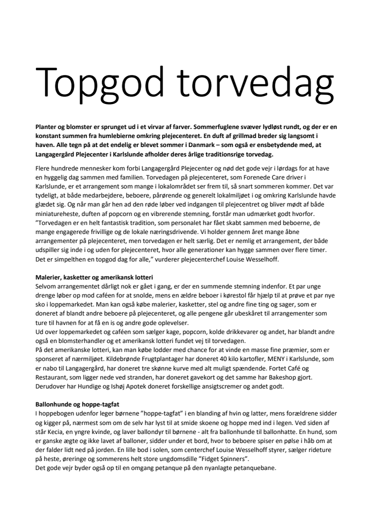 Topgod torvedag 
