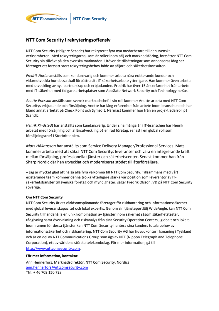 NTT Com Security i rekryteringsoffensiv