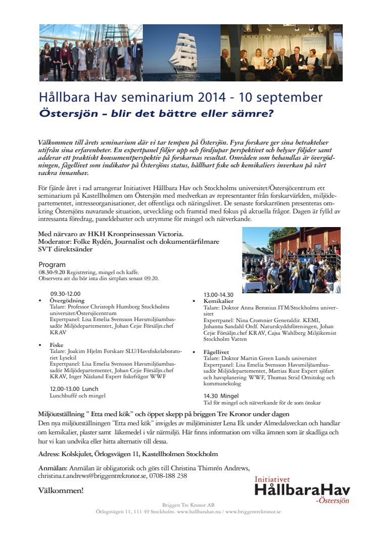 Ett fåtal platser kvar - Inbjudan "Östersjön - blir det bättre eller sämre?" den 10 sept. Anmälan senast 1 sept