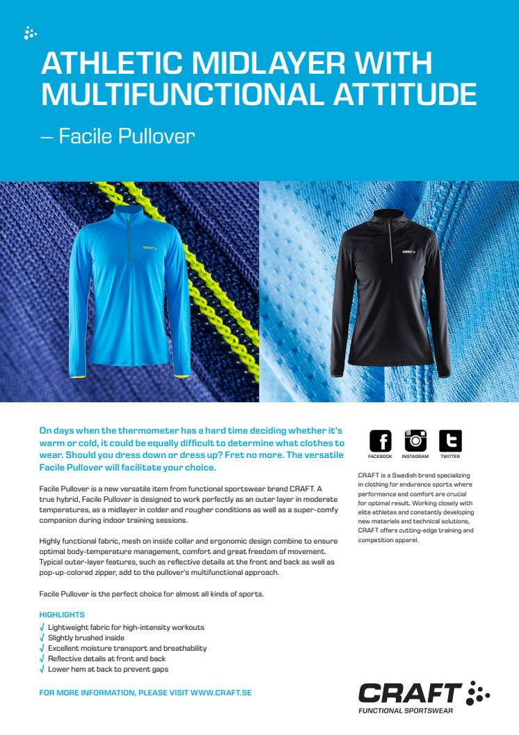 Athletic midlayer with multifunctional attitude – Facile Pullover