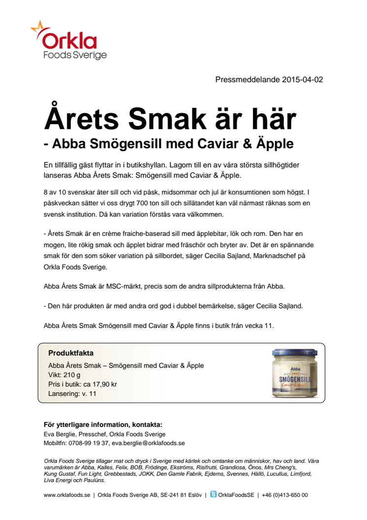 Årets Smak är här - Abba Smögensill med Caviar & Äpple