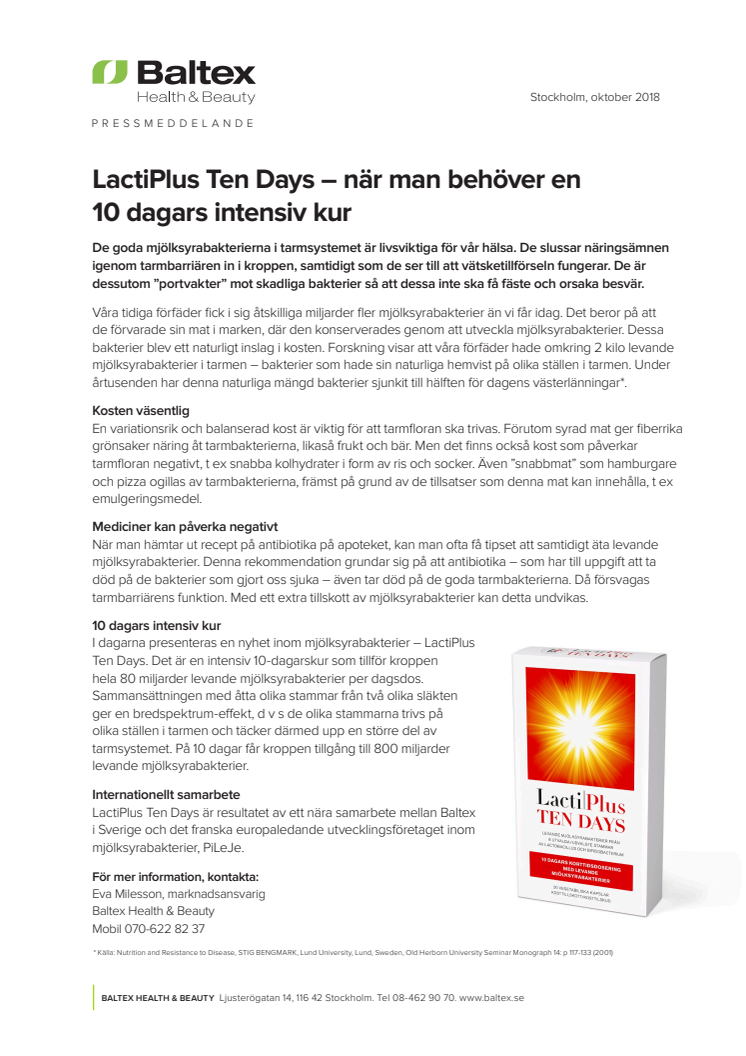 LactiPlus Ten Days – när man behöver en 10 dagars intensiv kur