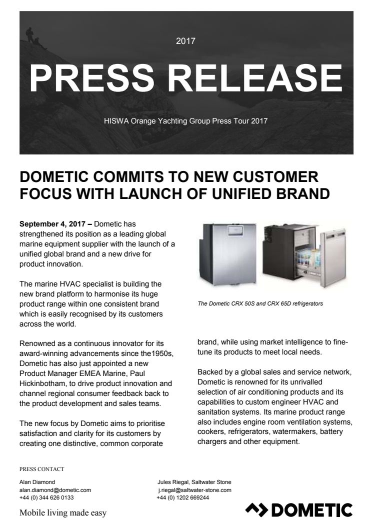 Dometic Commits to New Customer Focus with Launch of Unified Brand