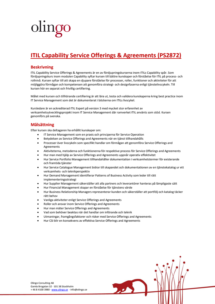 ITIL kurs: Service Offerings and Agreements hos Olingo