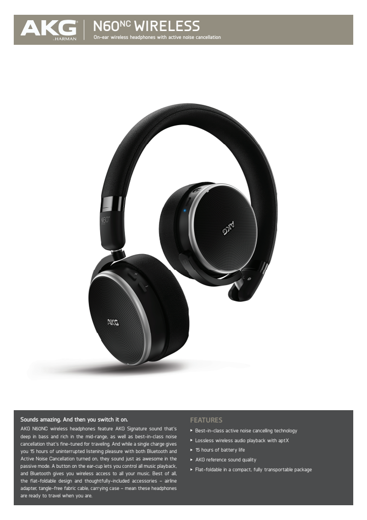 Specification Sheet AKG N60 NC Wireless