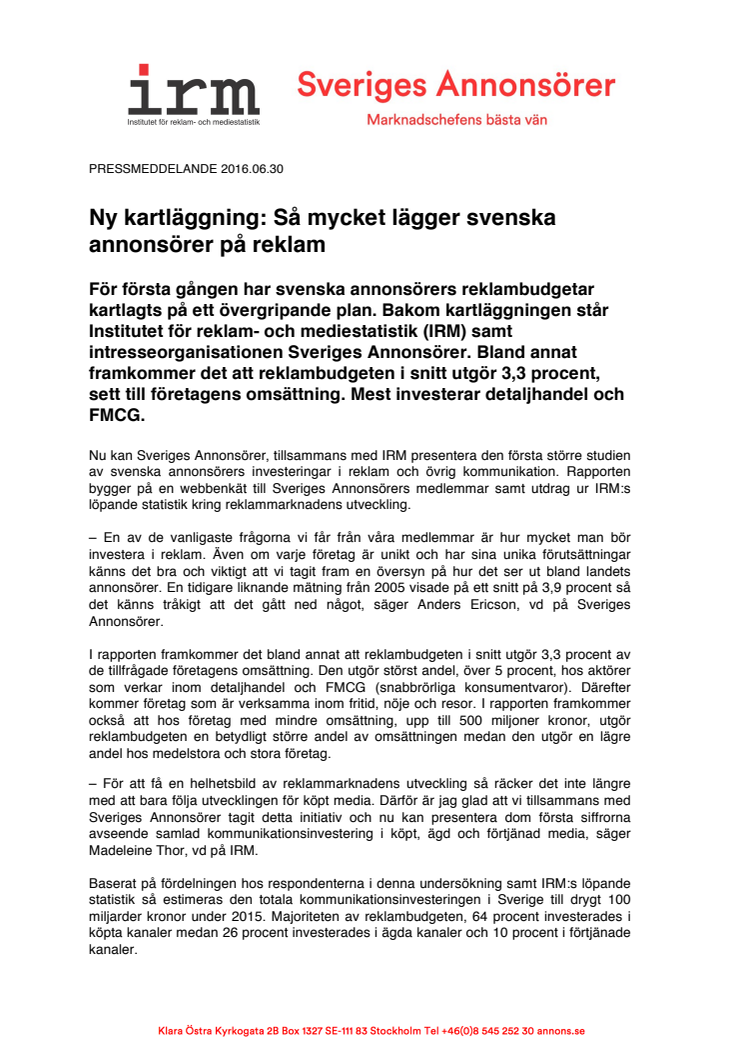 Ny kartläggning: Så mycket lägger svenska annonsörer på reklam 