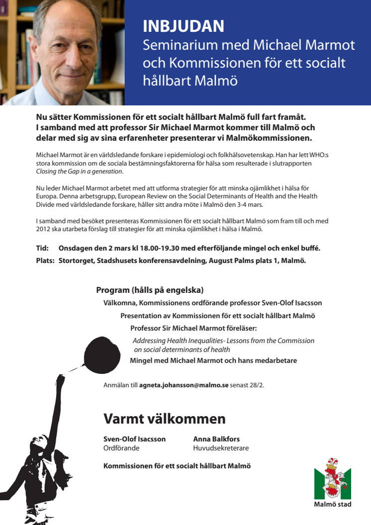 Seminarium med Michael Marmot och Kommissionen för ett socialt hållbart Malmo