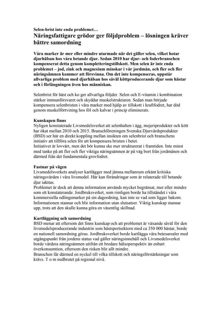 Näringsfattigare grödor ger följdproblem – lösningen kräver bättre samordning 