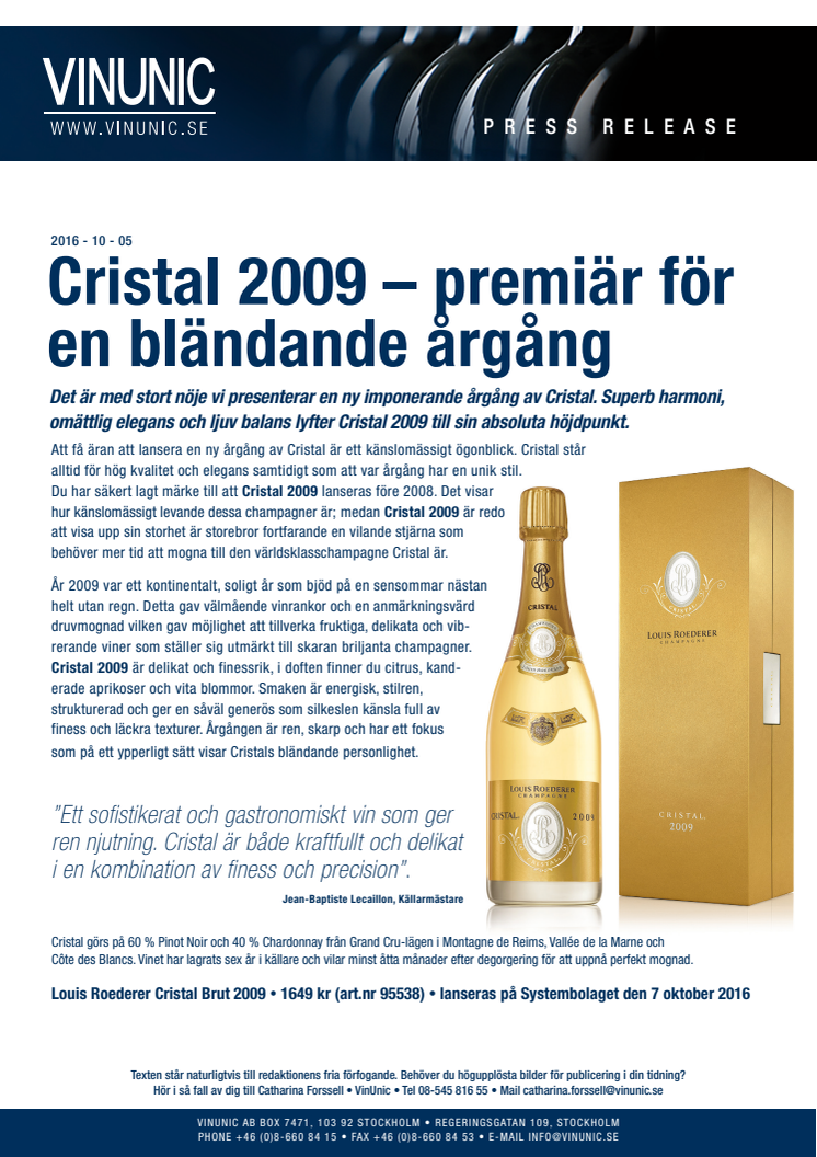 Cristal 2009 – premiär för en bländande årgång
