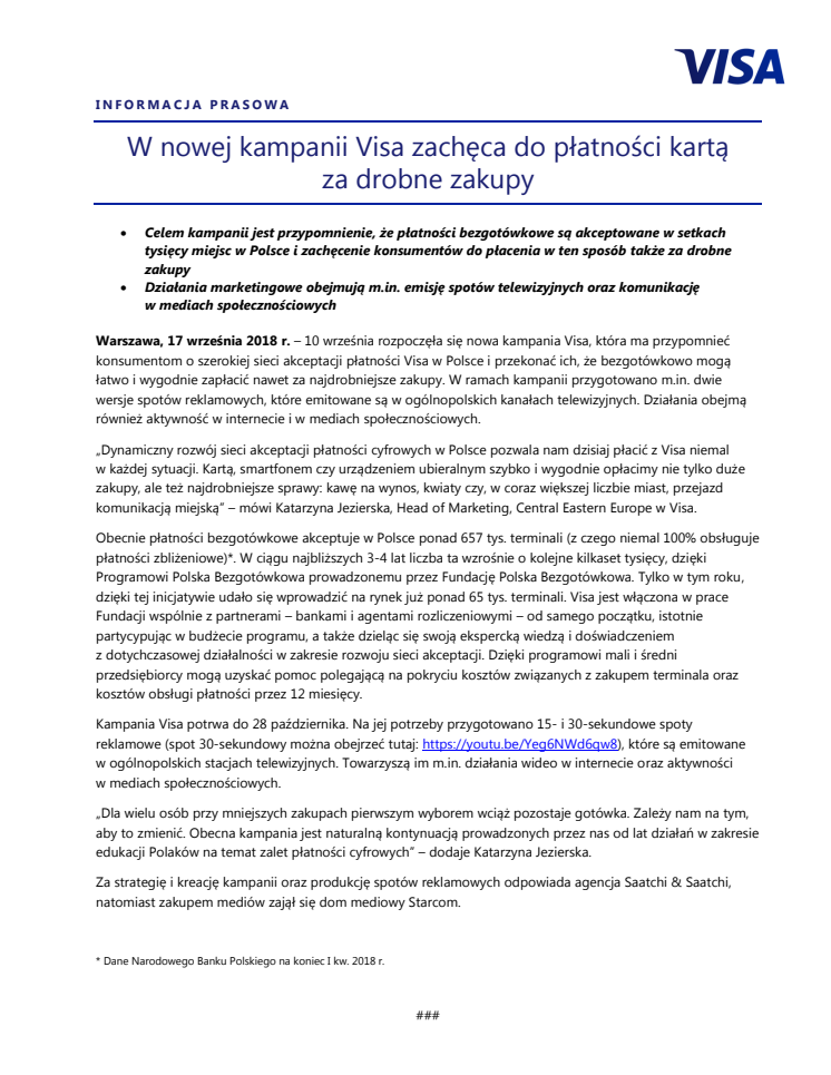 W nowej kampanii Visa zachęca do płatności kartą za drobne zakupy