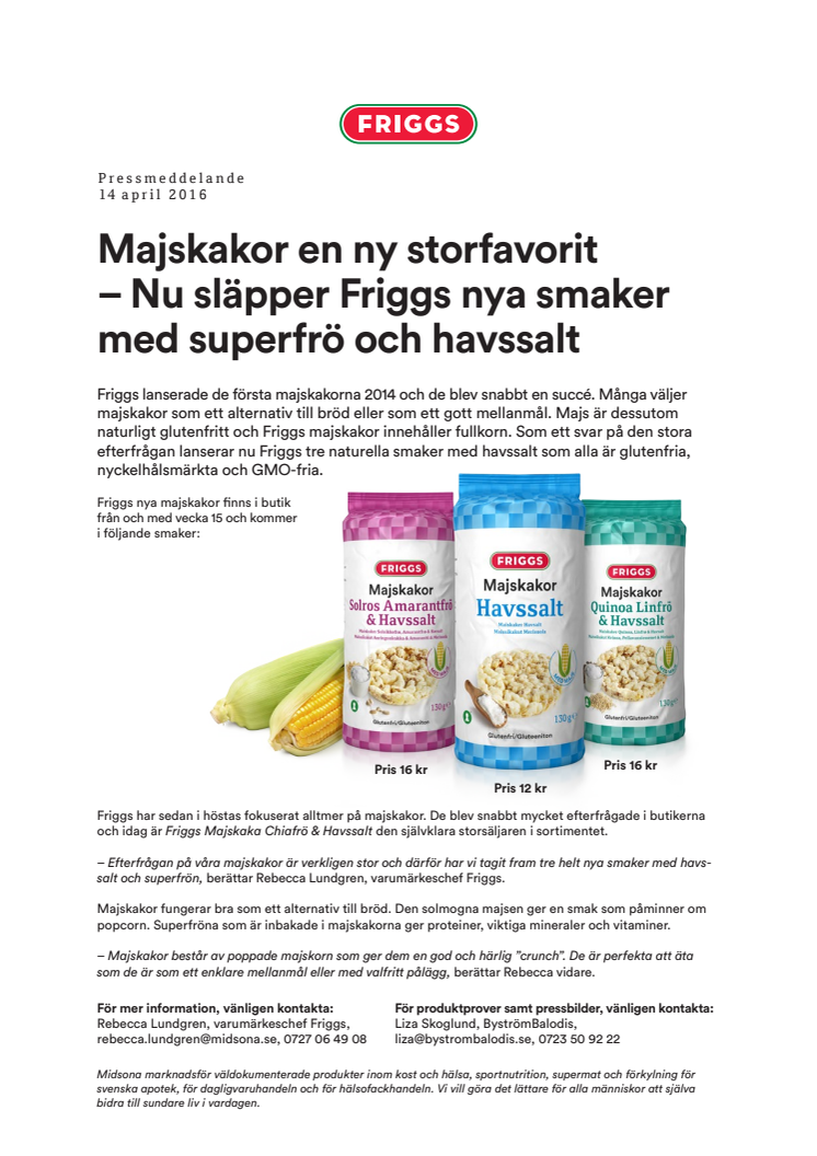 Majskakor en ny storfavorit - Nu släpper Friggs nya smaker med superfrö och havssalt