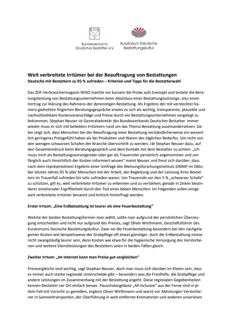 Weit verbreitete Irrtümer bei der Beauftragung von Bestattungen