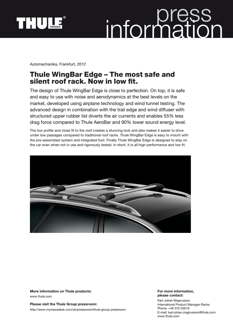 Thule WingBar Edge – The most safe and silent roof rack. Now in low fit.