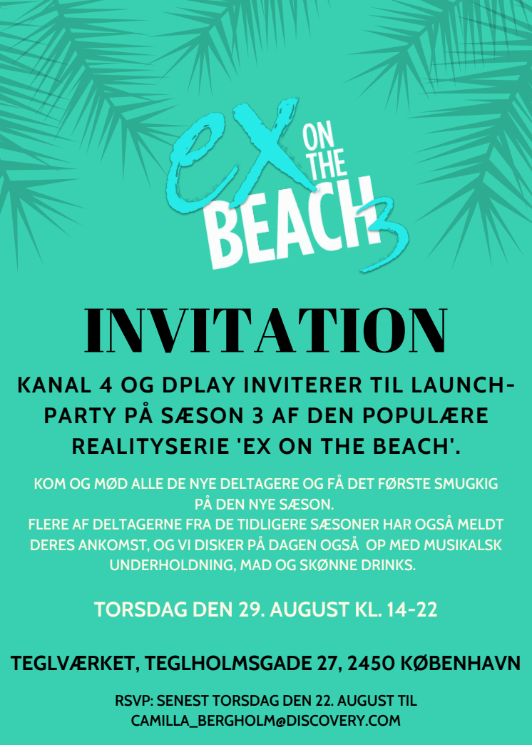 'Ex on the beach' presselaunch event invitation