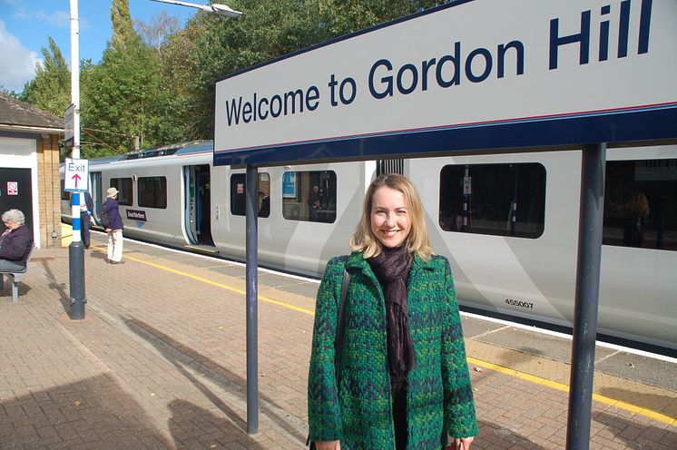 Samantha Radford, from Gordon Hill, who travelled on the first passenger service from Moorgate to Gordon Hill
