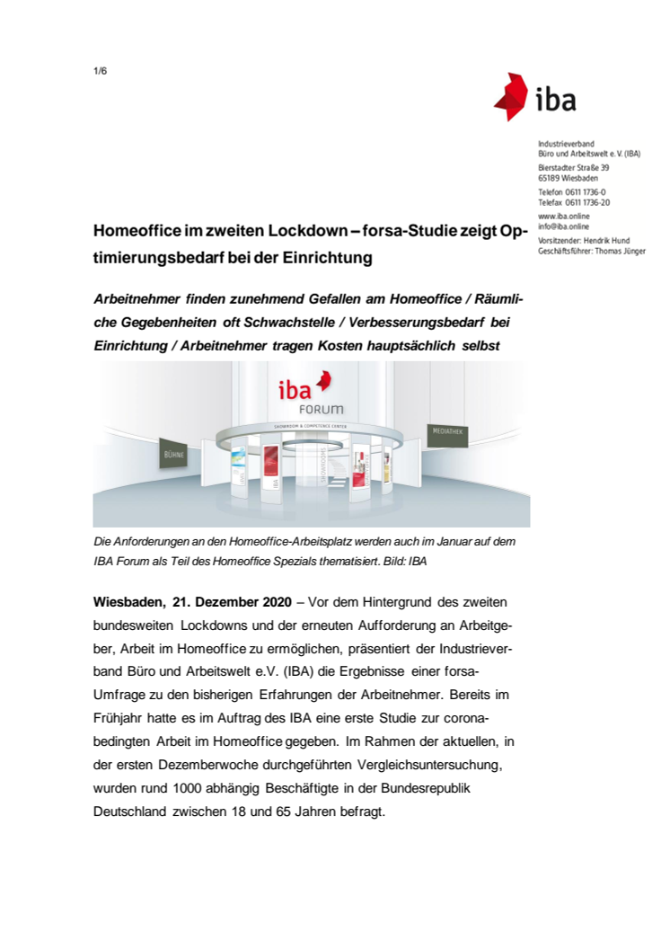 Homeoffice im zweiten Lockdown – forsa-Studie zeigt Optimierungsbedarf bei der Einrichtung