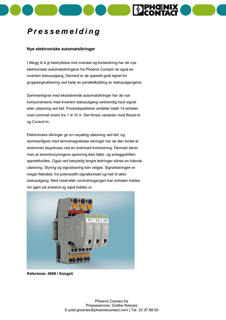 Nye elektroniske automatsikringer