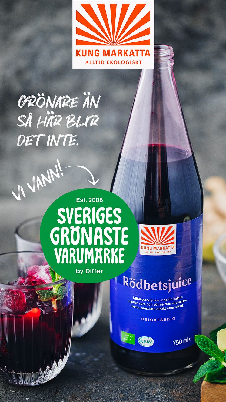 Kung Markatta - Sveriges grönaste varumärke (bild med rödbetsjuice)