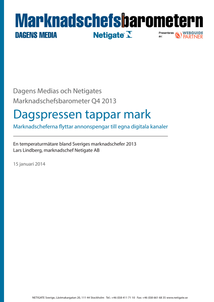 Marknadschefsbarometern: Dagspress tappar mark när marknadscheferna satsar på digitala kanaler och content marketing 