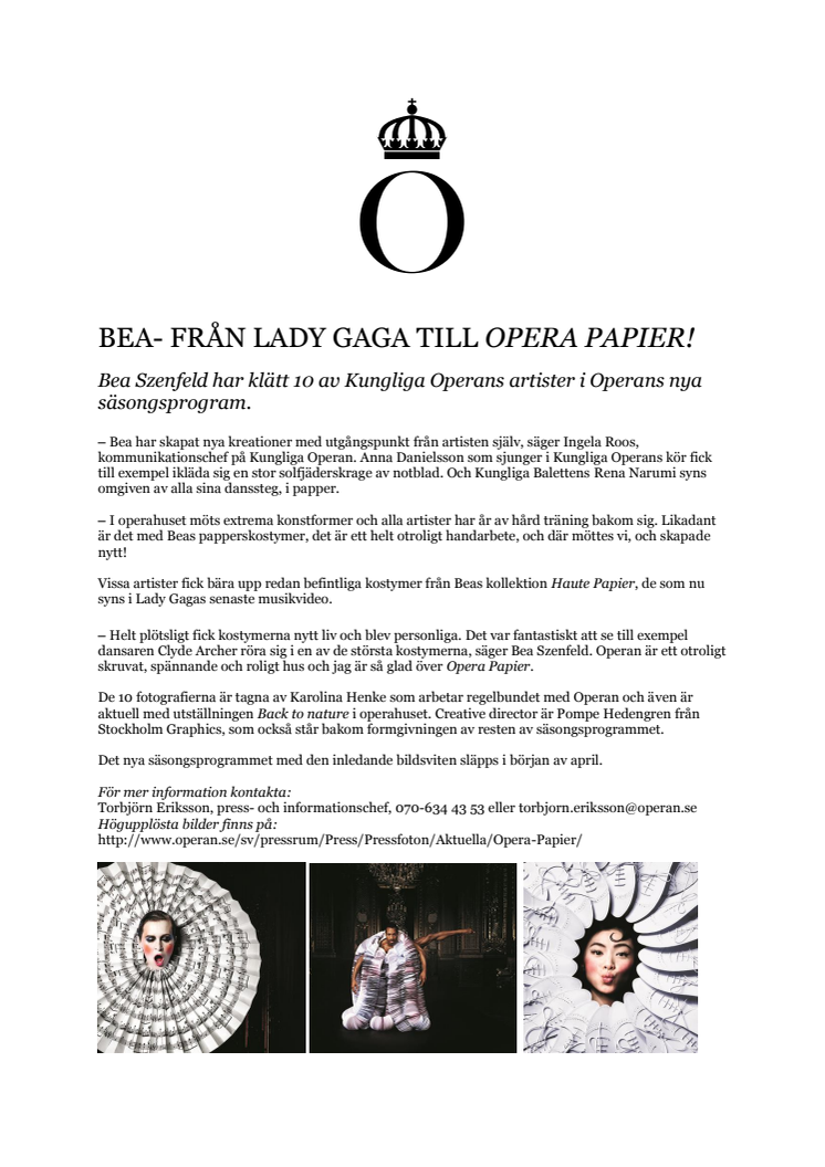 BEA - FRÅN LADY GAGA TILL OPERA PAPIER!