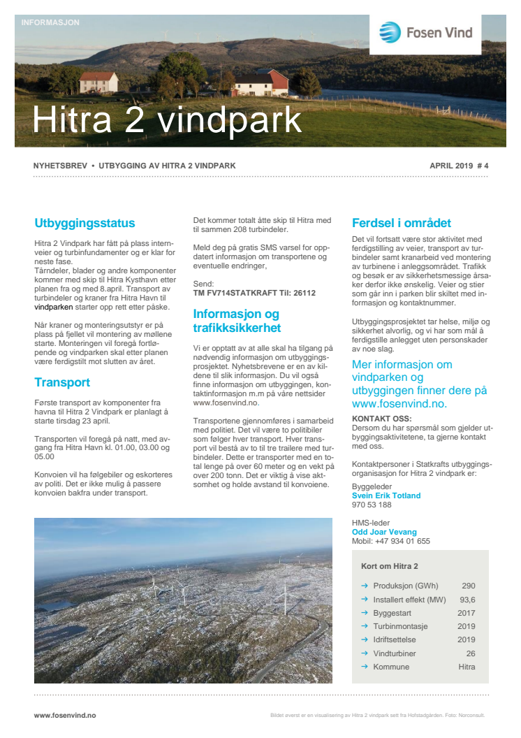 Nyhetsbrev Hitra 2 vindpark #4 2019