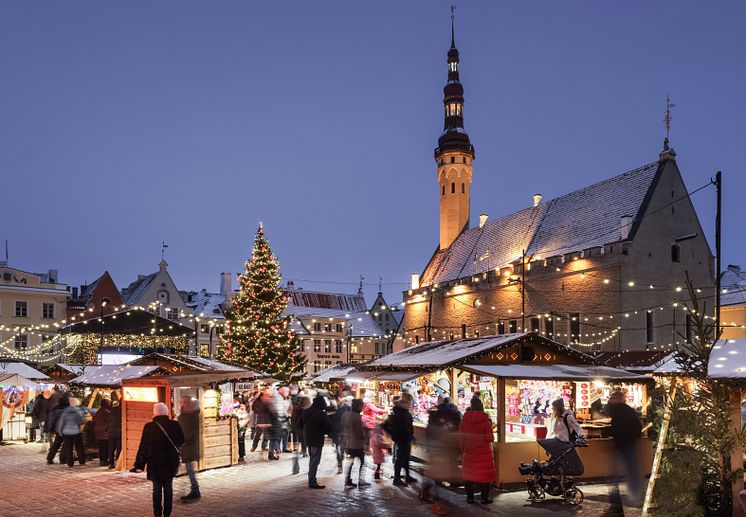 Besökare på Tallinns julmarknad 