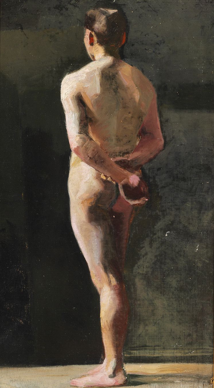 Marie Krøyer: Rygvendt mandlig model.