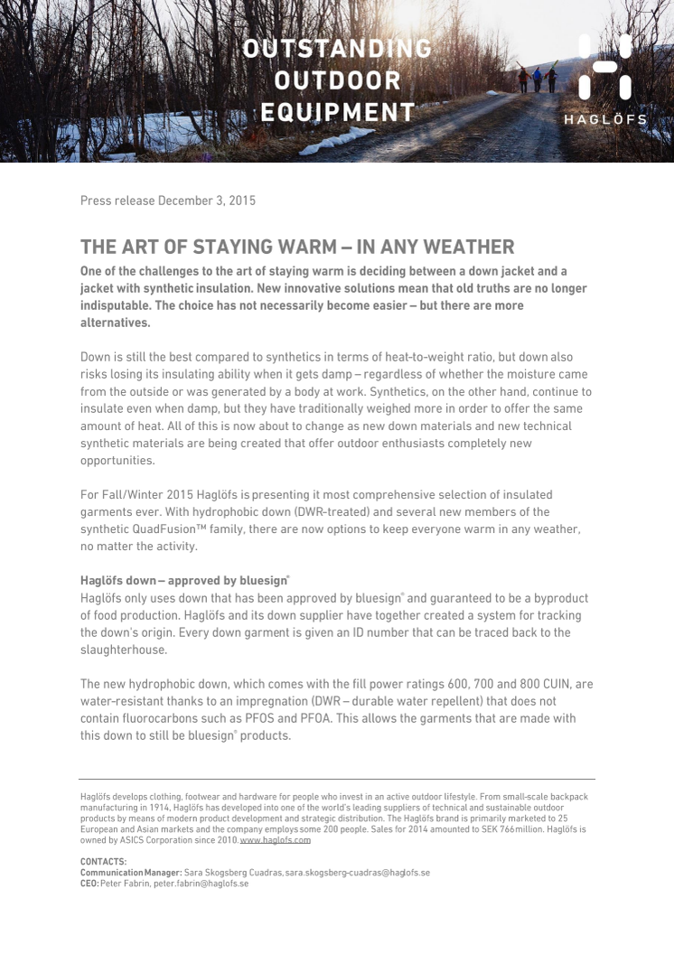 THE ART OF STAYING WARM – IN ANY WEATHER