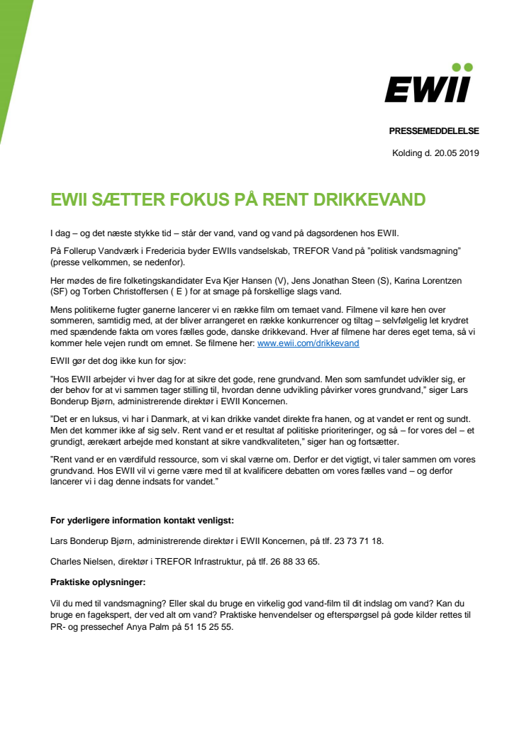 EWII sætter fokus på rent drikkevand 