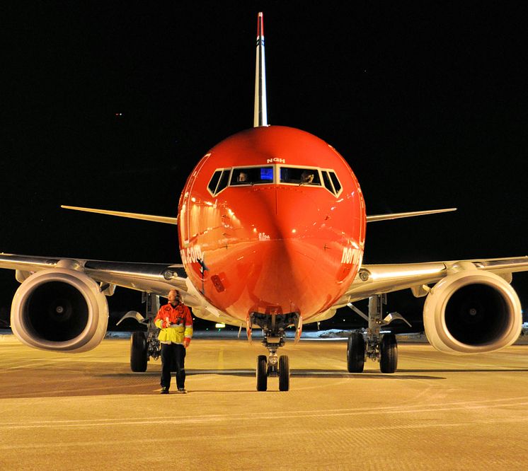 Norwegians LN-NGH netop ankommet første gang til Gardermoen fra Seattle