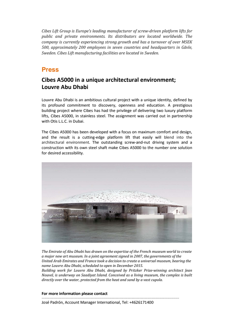 Cibes A5000 in a unique architectural environment; Louvre Abu Dhabi