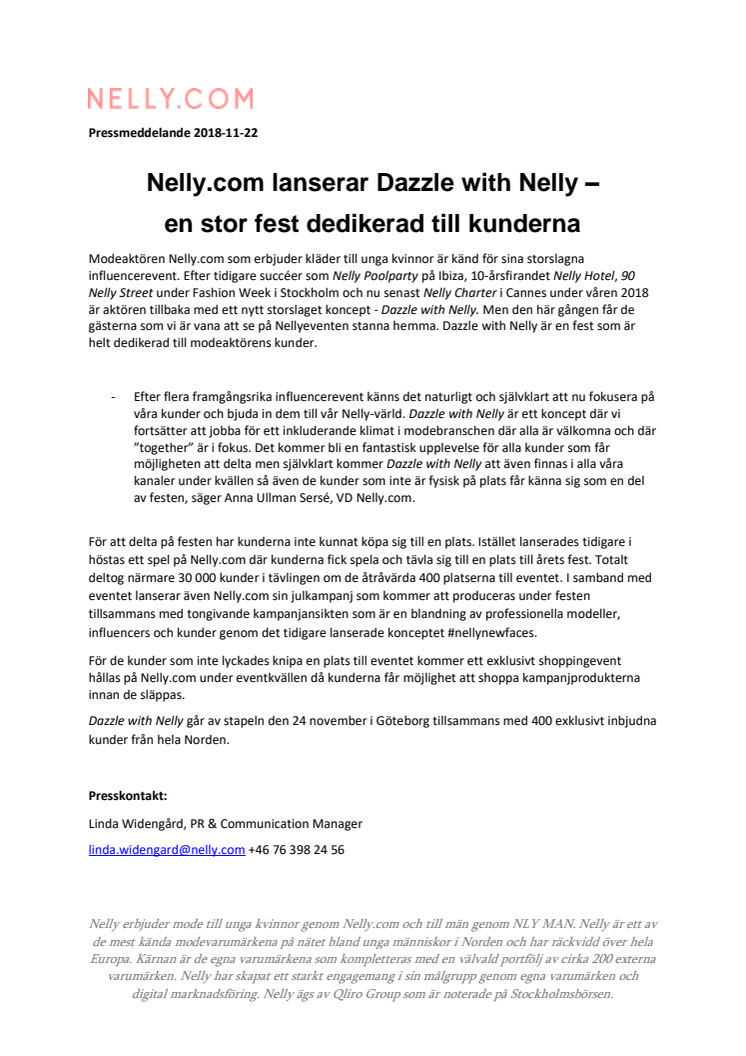  Nelly.com lanserar Dazzle with Nelly –  en stor fest dedikerad till kunderna  